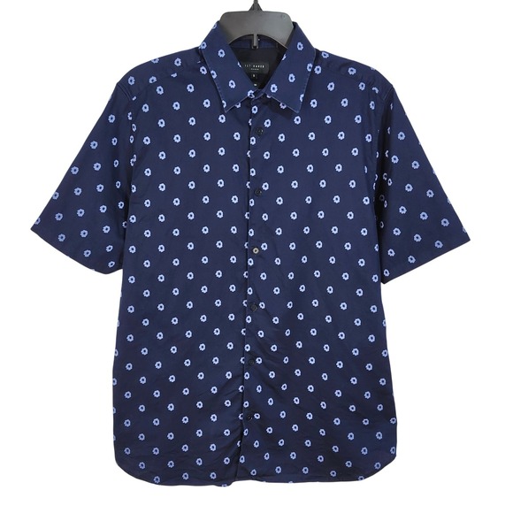 Ted Baker Other - Ted Baker Kymsho Short Sleeve Ditsy Floral Shirt Size 5 Slim Fit XL Navy‎